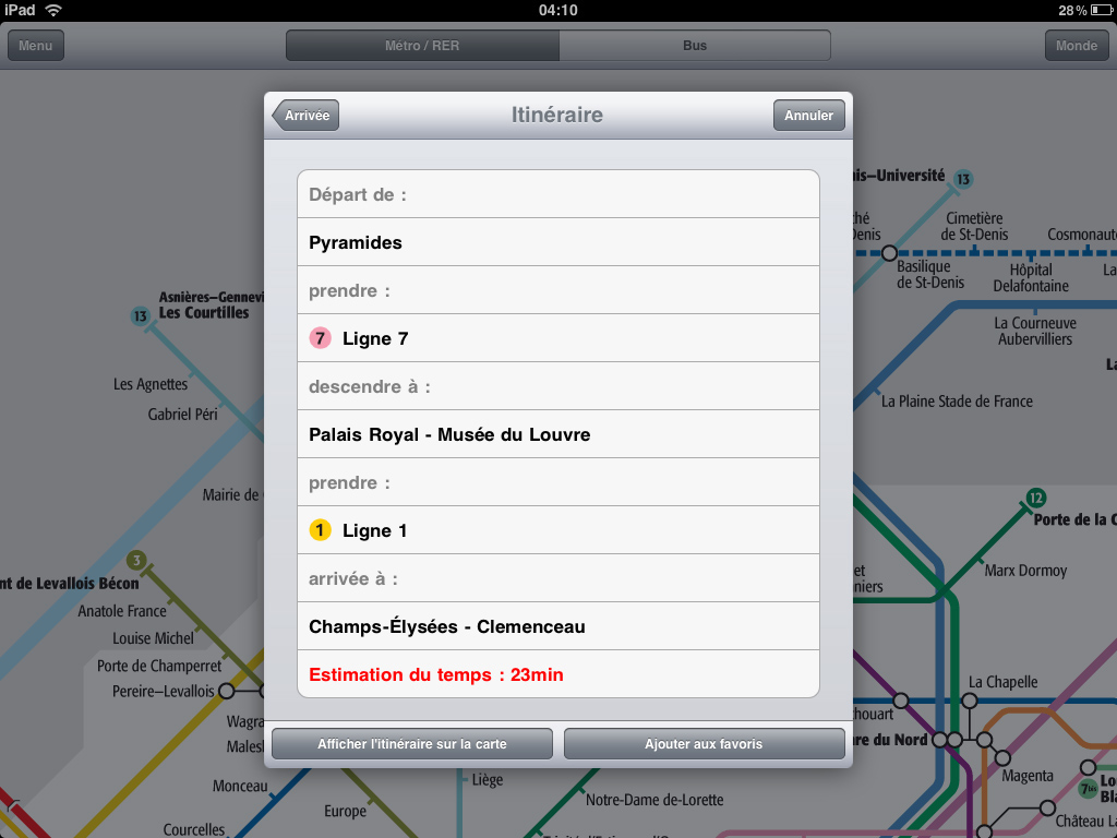 Métro Paris pour iPad