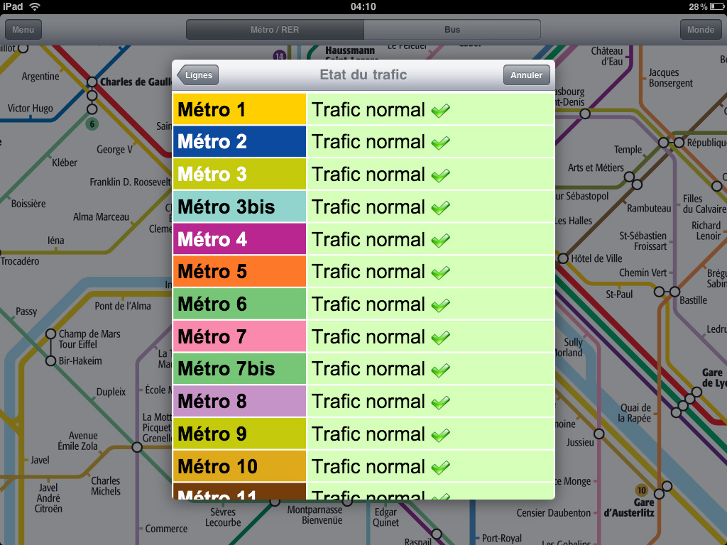 Métro Paris pour iPad